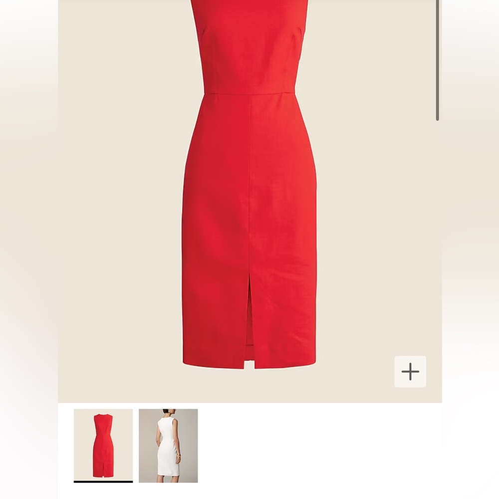 High-neck sheath dress in stretch linen blend